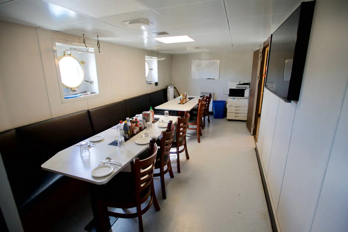 The crew mess of CCGS Sir Wilfred Grenfell is seen during a tour as part of the inaugural Coast Guard Day June 11, 2022. (Justin Samanski-Langille/News Staff)
